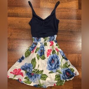 Hollister Sun Dress Mini Floral Blue White Women’s Juniors Small Tank Top